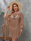 Swim Vacation Plus Size Sexy Loose Beach Dress Bikini Cover Up Swimsuit Hollow Out Casual Beachside Cover-Up Dress Beachwear