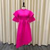 Elegant Party Dresses for Woman 2024 New O Neck Ruffles Sleeve High Waisted Asymmetric Mid Calf Luxury Birthday Dinner Vestidos