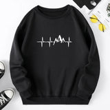 Mens Tracksuit  O Neck Pullover Hot Sales Printing Sweatshirt Black White 2 Color Casual Jogging Versatile Tops Clothing S-4XL