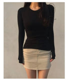 Woman Clothing Short Sleeve T-shirt Slim Fit Tops Female O-Neck Knitted Sheath Tee Shirt Street Wear Sex Sporty 2025 Y2K New