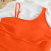Plus Size Swimsuits Women One Shoulder Slim Swimwear For Women Mesh Solid Black Red Blue Push Up Padded Bathing Suits M-3xl 4xl