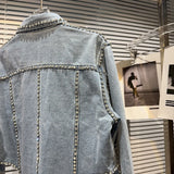 Chic Rhinestoness Tassels Beaded Denim Coat Bareback Diamonds Fringed Jeans Jacket Crystal Cardigan Streetwear Jaquetas