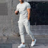 Mens Suit Summer Two-piece Suit Short-sleeved T-shirt Casual Fashion Trousers Sets for Men