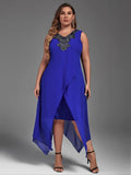 Plus Size Dress for Women Elegant Mesh Irregular Slim Long Dress 2023 Summer Casual Sleeveless Evening Party Dress 2XL 3XL 4XL