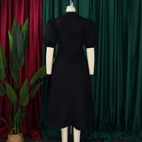 Elegant Party Dresses for Woman 2024 Luxury Bow Collar Short Sleeve High Waisted A Line Pleated Ankle Length Birthday Party Robe