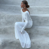 Women's Clothing 2025 Autumn New Style High-end Temperament Sexy Backless Dress Long Skirt Slim Fit Long Sleeved Dress