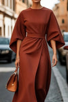 2025 Women's Clothing Fashion Black Dress Temperament Elegant Casual Waist-closing Maxi Bat Sleeve Dresses For Women Robe Femel