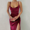 European and American style women's clothing for spring and summer, fashionable and sexy, slim fit, slit camisole dress for wome