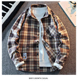 2025 New Arrival Mens Plaid Shirt Long Sleeve Casual Shirts Button Down Regular Fit Work Shirts