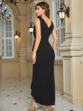 Women's Formal Evening Dress Bodycon Ruffle Hem Mermaid Split Cocktail Long Dresses Elegant Wedding Guest Dress