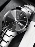 ORUSS Relogio Feminino Couple Watch Men Quartz watch for Lovers Luxury Womens wristwatch Week Display Stainless Steel Waterproof