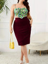 2025 Summer Plus Size Solid Slim Skirt, Casual High Waist Slit Skirt, Women's Plus SizeClothing