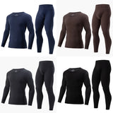 2-piece plus size men's fall/winter thermal underwear set fashion simple sleeve striped long-sleeved trousers casual pajamas set