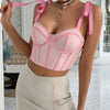 Woman Clothing Top Women T-shirt Tank Top Female Clothes Tops Tanks Camis Crop Top Y2K Sexy Ribbon Tie-Up Fishbone Camisole