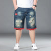 Plus Size Summer Men's Hip-hop Ripped Denim Shorts Fashion Streetwear Harajuku Rock Loose Straight Knee Length Short Jeans
