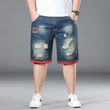 Plus Size Summer Men's Hip-hop Ripped Denim Shorts Fashion Streetwear Harajuku Rock Loose Straight Knee Length Short Jeans