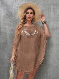 Swim Vacation Plus Size Sexy Loose Beach Dress Bikini Cover Up Swimsuit Hollow Out Casual Beachside Cover-Up Dress Beachwear