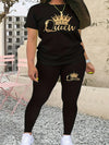 Plus Size Europe and America New Summer  Women's Printed Comfortable Casual Set