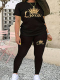 Plus Size Europe and America New Summer  Women's Printed Comfortable Casual Set