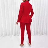 Three Piece Sets Women Pant Set Strapless Y2k Tops Full Sleeve Blazer Turn Down Collar Coats Long Pants High Waist Matching Sets