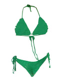 Women 3D Floral Knitted Crochet Bikini Set Swimsuit Sleeveless Halter Swimwear Female Two Pieces Bathing Suit Beachwear Bather