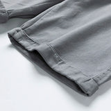 Summer thin multi pocket pure cotton workwear shorts men's oversized loose straight leg five point casual over knee beach shorts
