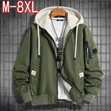 Plus Size Hooded Men 8XL Autumn Winter Mens Fake Two Pieces Loose Jackets Coats Outwear Man Fashion Casual Clothing Top