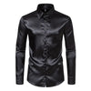Nightclub Dress Red Satin Shirts Men Clothing Silk Like Long Sleeve Roupas Masculinas Mens Sexy Wedding Party Button Up Shirts