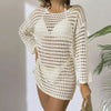 Women's Plus Size Swim Cover Up – Long Sleeve Beach Tunic Dress for Sun Protection, Swimwear Bikini Wrap, Ladies Sports Swimwear