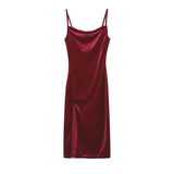 European and American style women's clothing for spring and summer, fashionable and sexy, slim fit, slit camisole dress for wome