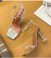 Star style Summer Transparent Women Sandals Fashion Crystal Clear heeled Female Party Prom Shoes High heels Gladiator Sandals