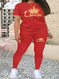 Plus Size Europe and America New Summer  Women's Printed Comfortable Casual Set