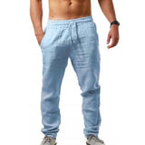 Mens Thin Style Cotton White Cargo Pants Male Spring New Breathable Solid Color Linen Trousers Fitness Streetwear Pantalon Homme