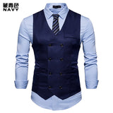 2025 Men's Formal Dress Vest Top Double Breasted Casual Tank Tops Solid Slim V-Neck Club Party Suits Vest Formal Waistcoat Men