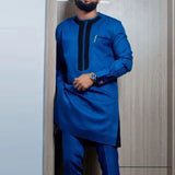 Summer Men's Sets Clothes Outfit Kaftan Luxury Long Sleeved Top Pants 2-piece Man Suit African Ethnic Traditional Male Clothing