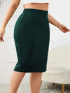 2025 Summer Plus Size Solid Slim Skirt, Casual High Waist Slit Skirt, Women's Plus SizeClothing