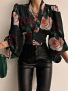 Women's Blouse Sexy Irregular V Neck Blusas Fashion Lantern Sleeve Solid Autumn Elegant Streetwear Casual Loose Tunic Top