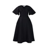 Dress Women Sexy Dresses White Round Neck Flare Sleeve Party Sheath Pleated High Waist Work Elegant Bodycon Mid Length Vestidos