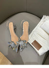 Silver Baotou Sandals Women 2025 New Summer Beautiful Pointy Wine Glass Celebrity Crystal Flower Transparent High Heels
