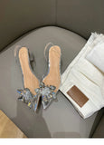 Silver Baotou Sandals Women 2025 New Summer Beautiful Pointy Wine Glass Celebrity Crystal Flower Transparent High Heels