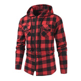 Mans Clothes Shirt Fashion Mens Hooded Lined thin Jacket Long Sleeve Lumberjack Padded Shirt Work Shirt Plaid