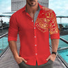 Men's Loose Shirt Dress Shirts Casual Streetwear Fashion Gold Stamping Printed Long Sleeve Cardigan Shirt Male Tops