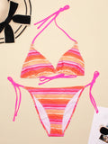 Women's Swimwear 2022 Push Up Bikini Two Pieces Swimsuits Halter Bandage Bathing Suits Sexy Thong Bikini Sets Summer Beach Wear