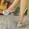Women's Flower Platform Summer Catwalk Model High Heels Thin Heel Sexy Waterproof Table 15cm Super Sandals  LFD-8661-W5