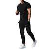 Mens Suit Summer Two-piece Suit Short-sleeved T-shirt Casual Fashion Trousers Sets for Men