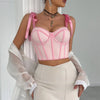 Woman Clothing Top Women T-shirt Tank Top Female Clothes Tops Tanks Camis Crop Top Y2K Sexy Ribbon Tie-Up Fishbone Camisole
