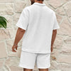 Men's Short Sleeved Sports Set, Casual Fashion, Comfortable, Monochromatic, Collar, 2-Piece Set, Summer, New, 2024