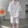 Plus Size Men's Shorts Sets Outfits 2 Piece Summer Tracksuit Short Sleeve Polo Shirt with Shorts Set Casual Sport Suit M-XXXXXL