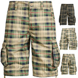 2024 New Summer 100% Cotton Plaid Shorts Men High Quality Casual Straight Men Cargo Shorts Multiple Pockets Beach Shorts MY936