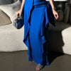 Elegant Party Dresses for Women 2023 Autumn Winter Wedding Guest Dress  Lace Solid Color Blue Long Dress Female Clothing Outfits